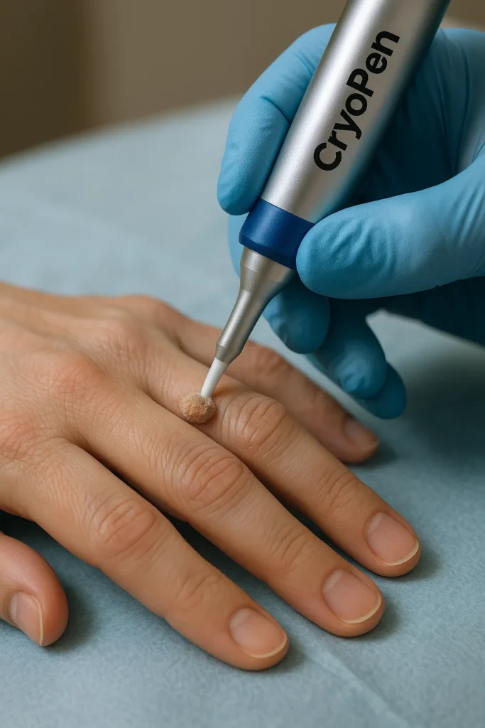 example of cryopen wart removal Mortlake treatment on a persons finger