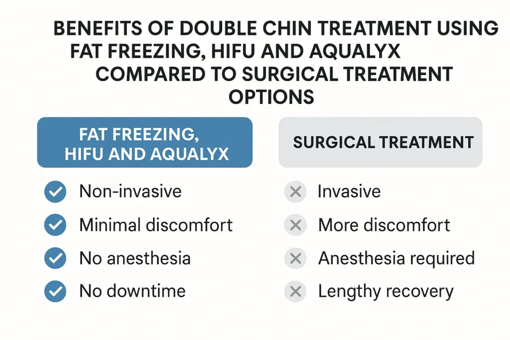 Graphic about the benefits of double chin treatment Mortlake - from LA LIPO