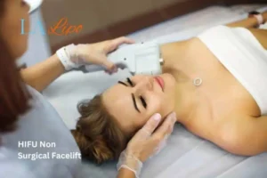 Woman having Hi-Fu to reduce wrinkles Mortlake.