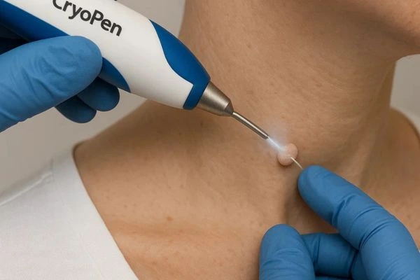 Person receiving Cryotherapy skin tag removal Mortlake